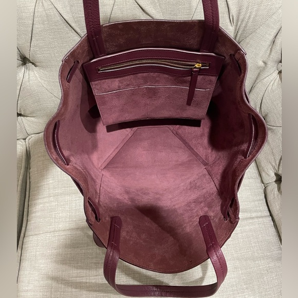 Celine small Cabas Phantom tote soft grained calfskin in burgundy acai - Picture 12 of 14